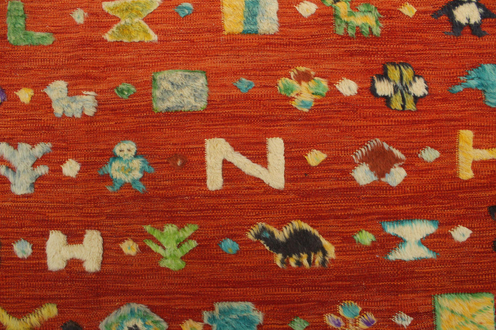 handmade Geometric Moroccan Hi Rust Blue Hand Knotted RECTANGLE 100% WOOL area rug 7' x 10'