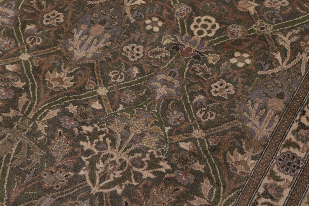 handmade Transitional Mujahid Green Gold Hand Knotted RECTANGLE 100% WOOL area rug 10x14
