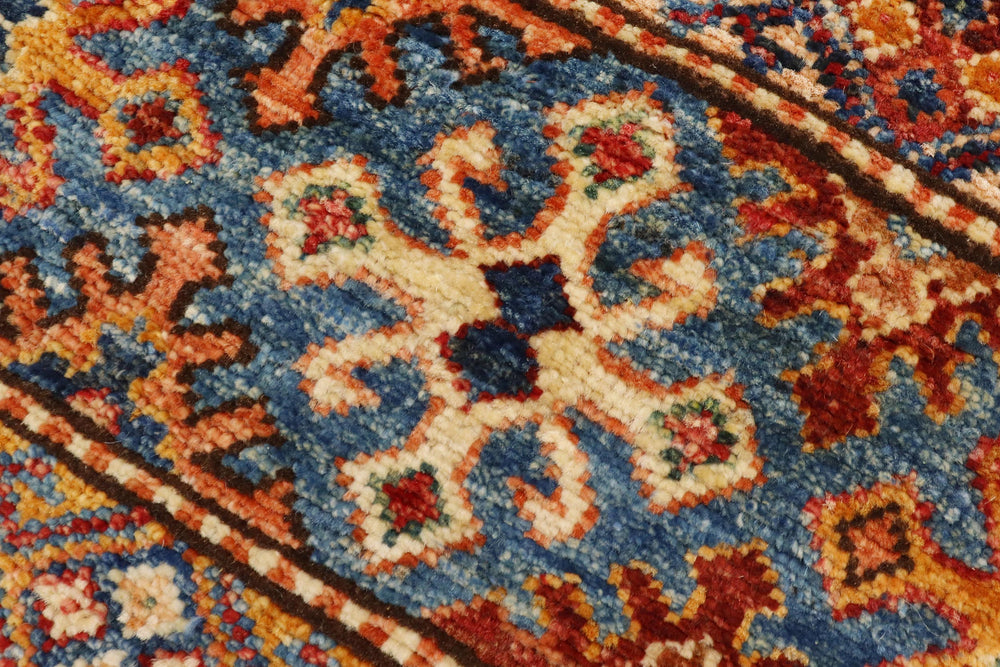 handmade Geometric Kurjean Red Blue Hand Knotted RECTANGLE 100% WOOL area rug 3x4