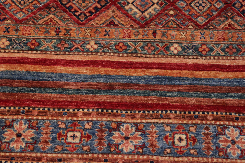 handmade Geometric Kurjean Red Blue Hand Knotted RECTANGLE 100% WOOL area rug 3x4