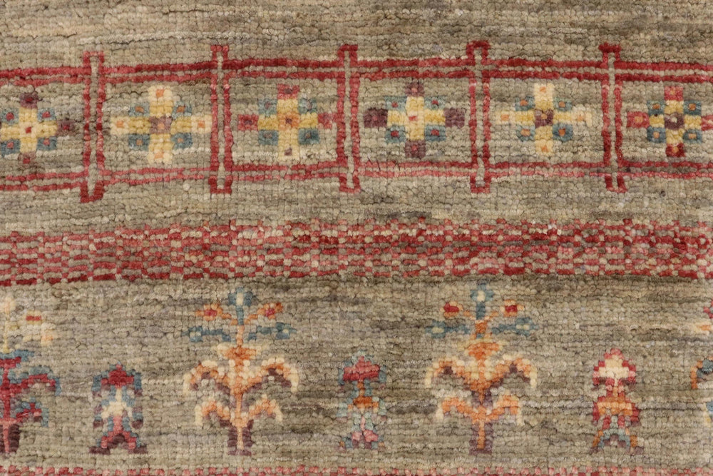 handmade Geometric Kurjean Green Red Hand Knotted RECTANGLE 100% WOOL area rug 4x6
