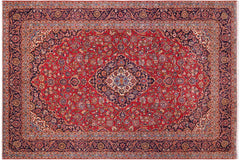 handmade Traditional Kashan Red Purple Hand Knotted RECTANGLE 100% WOOL area rug 10 x 13