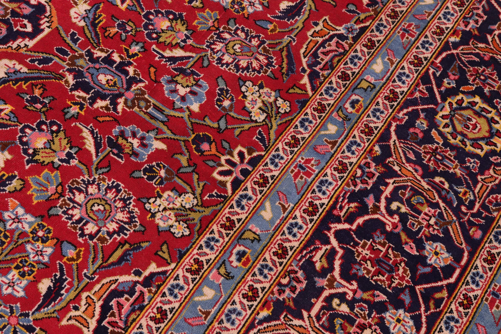 handmade Traditional Kashan Red Purple Hand Knotted RECTANGLE 100% WOOL area rug 10 x 13