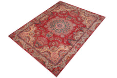 handmade Vintage Tabriz Red Green Hand Knotted RECTANGLE 100% WOOL area rug 10' x 13'