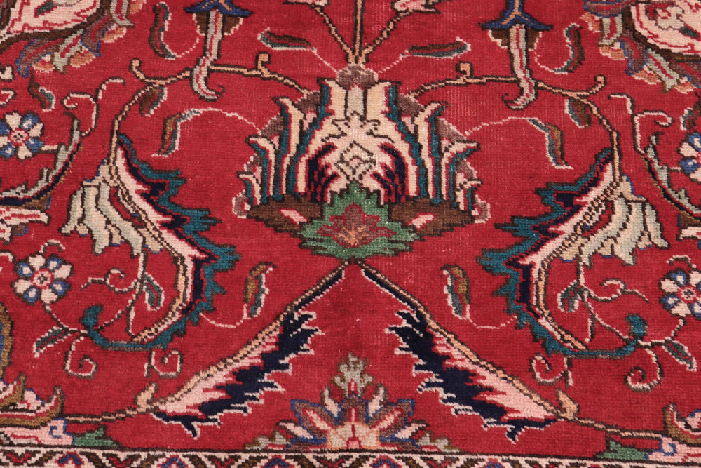 handmade Vintage Tabriz Red Beige Hand Knotted RECTANGLE 100% WOOL area rug 9' x 12'