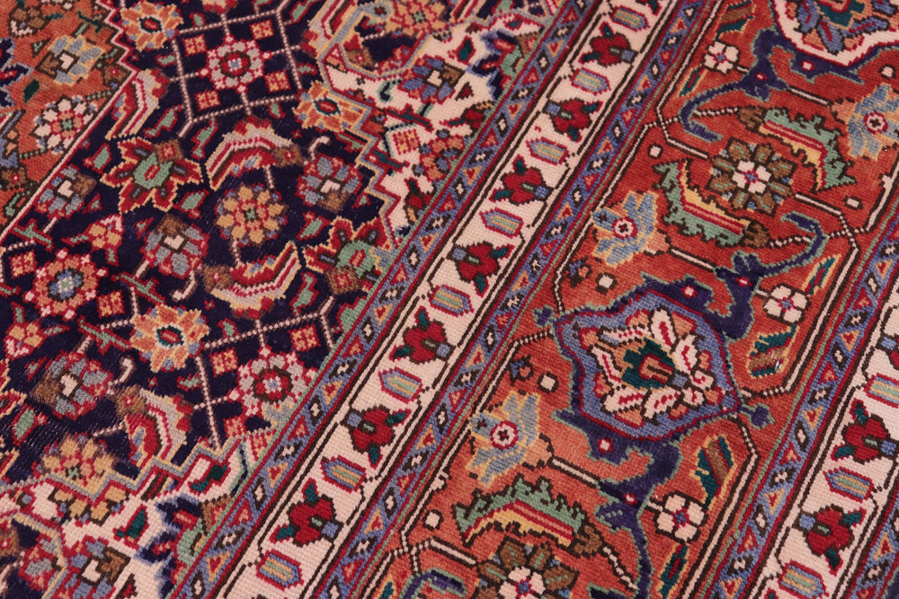 handmade Vintage Tabriz Mahi Purple Rust Hand Knotted RECTANGLE 100% WOOL area rug 10' x 13'