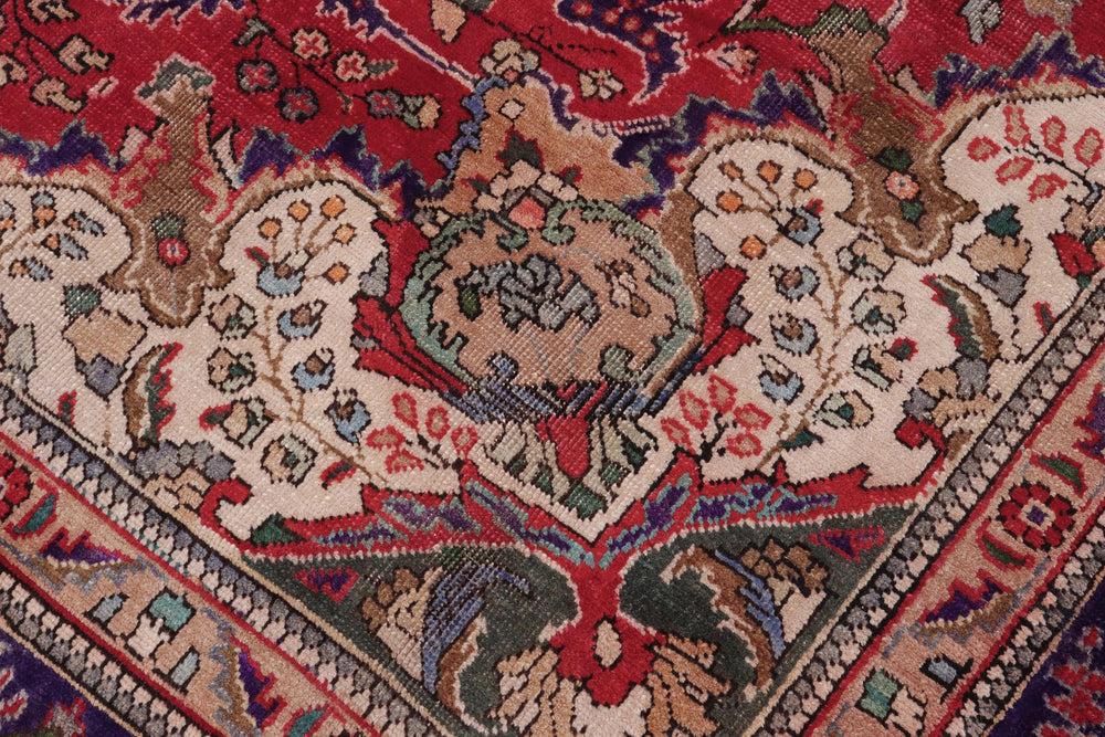 handmade Vintage Bakhtiari Red Purple Hand Knotted RECTANGLE 100% WOOL area rug 9' x 11'