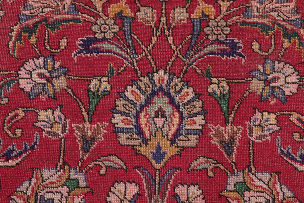 handmade Transitional Kashan Red Blue Hand Knotted RECTANGLE 100% WOOL area rug 9' x 13'