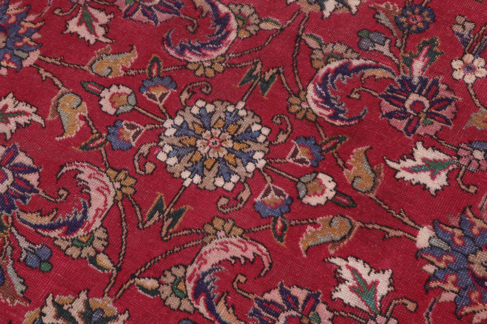 handmade Transitional Kashan Red Blue Hand Knotted RECTANGLE 100% WOOL area rug 9' x 13'