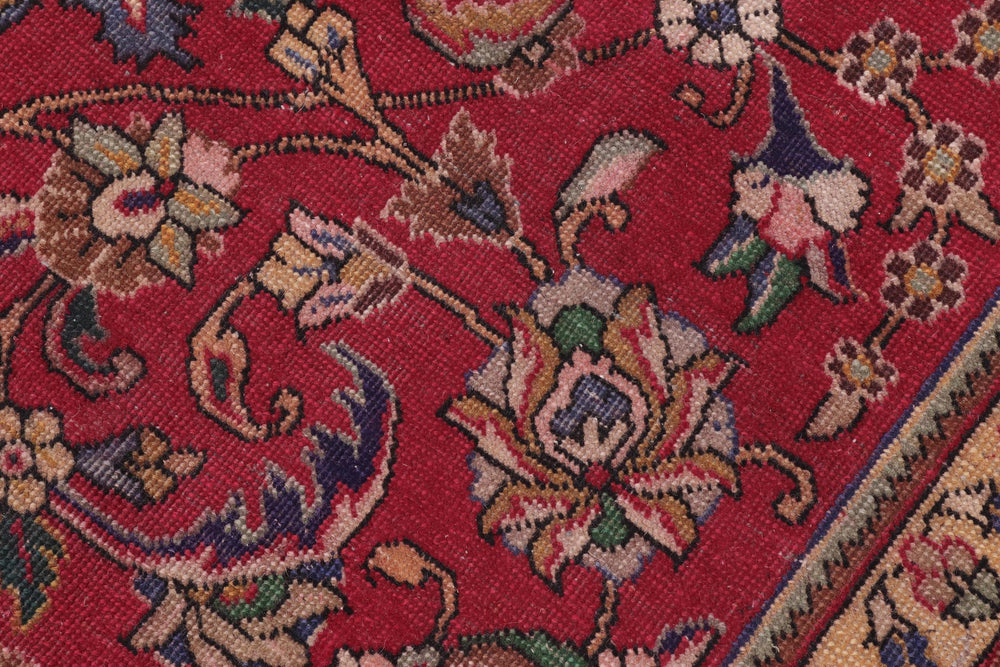 handmade Transitional Kashan Red Blue Hand Knotted RECTANGLE 100% WOOL area rug 9' x 13'