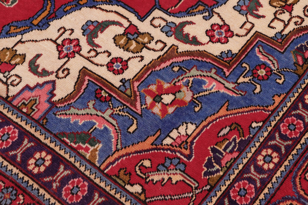 handmade Vintage Tabriz Red Purple Hand Knotted RECTANGLE 100% WOOL area rug 9' x 13'