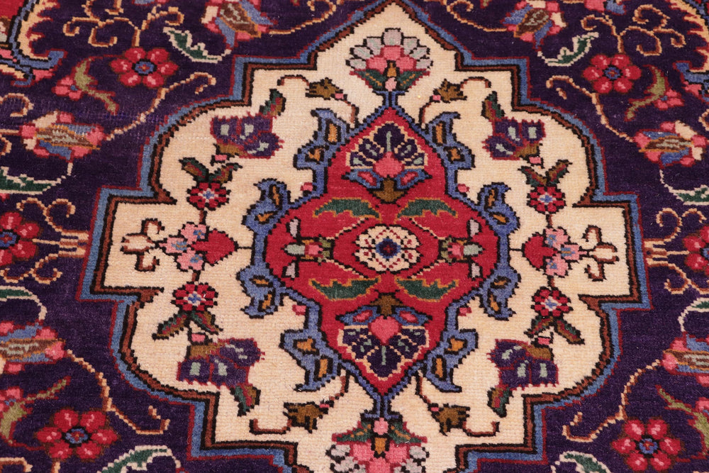 handmade Vintage Tabriz Red Purple Hand Knotted RECTANGLE 100% WOOL area rug 9' x 13'