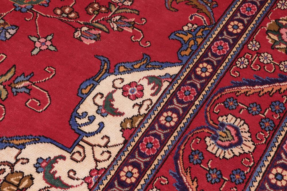 handmade Vintage Tabriz Red Purple Hand Knotted RECTANGLE 100% WOOL area rug 9' x 13'