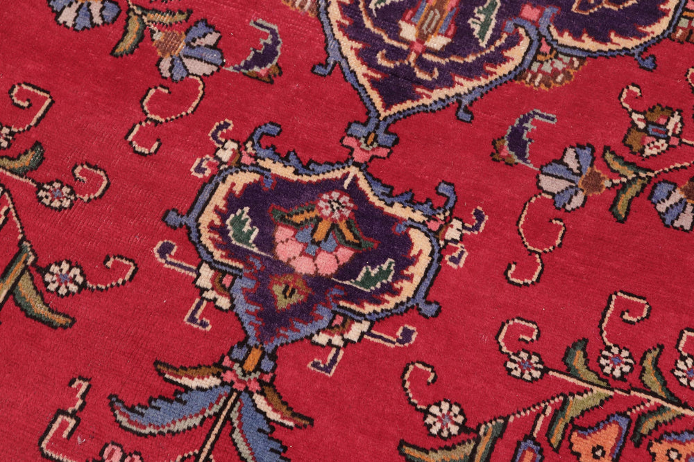 handmade Vintage Tabriz Red Purple Hand Knotted RECTANGLE 100% WOOL area rug 9' x 13'