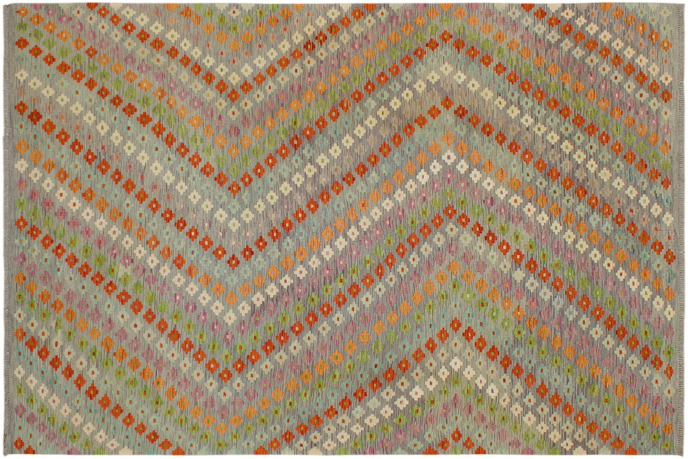 handmade Modern Kilim Purple Rust Hand-Woven RECTANGLE 100% WOOL area rug 7x10