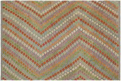 handmade Modern Kilim Purple Rust Hand-Woven RECTANGLE 100% WOOL area rug 7x10