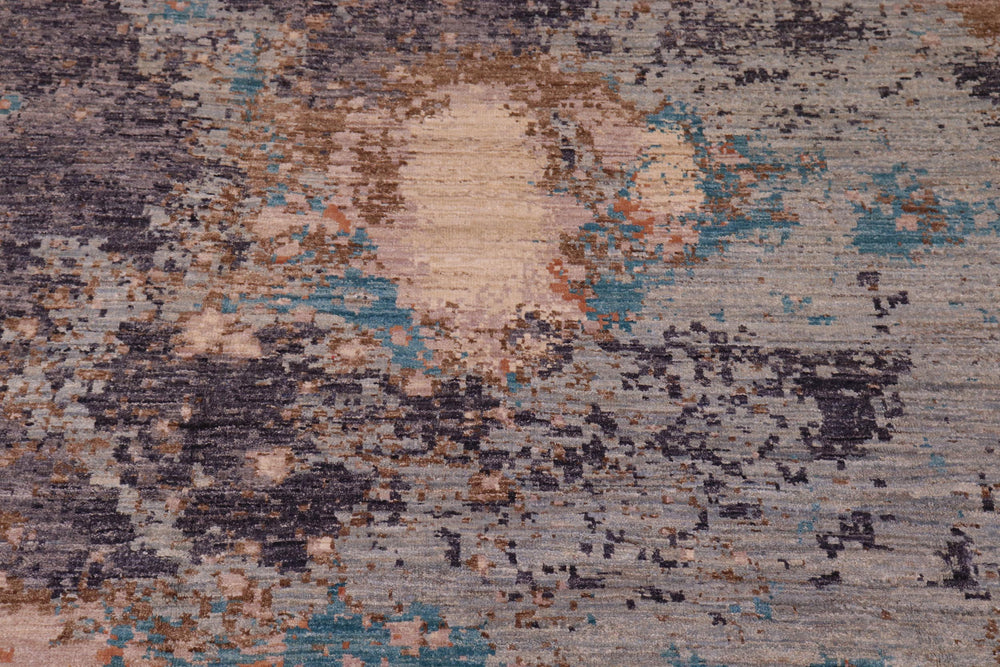 handmade Modern Modern Gray Blue Hand Knotted RECTANGLE WOOL&SILK area rug 9' x 12'