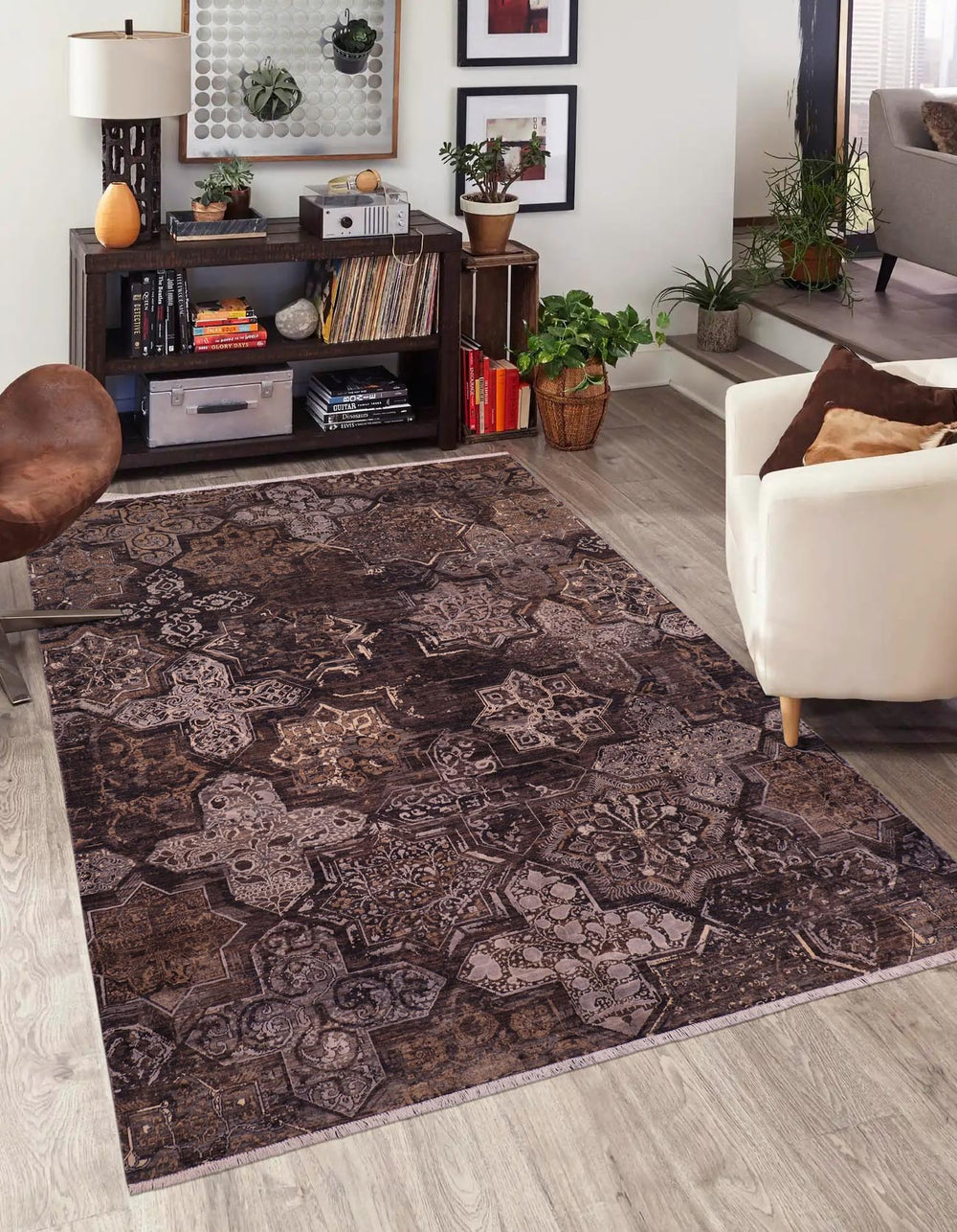 handmade Modern Modern Gray Brown Hand Knotted RECTANGLE WOOL&SILK area rug 8' x 10'