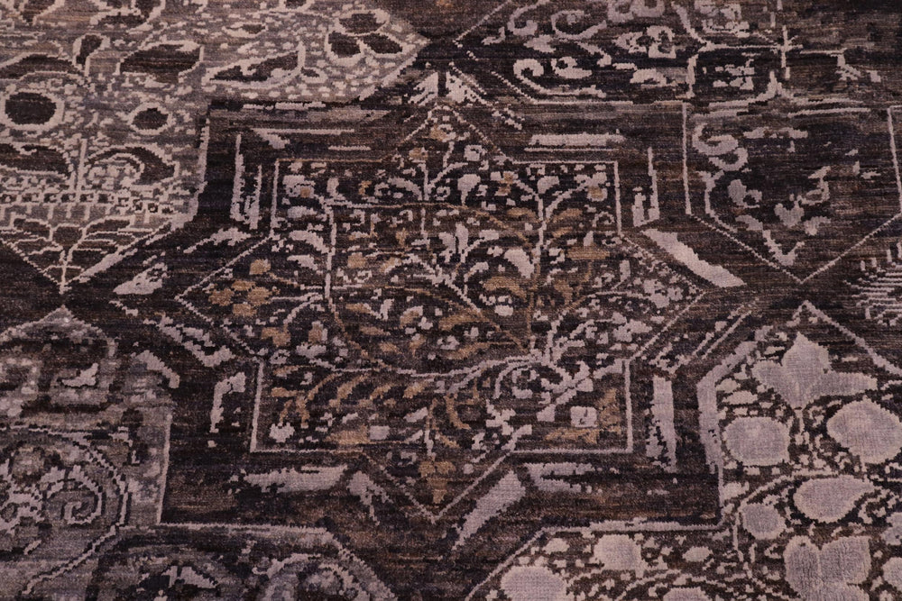 handmade Modern Modern Gray Brown Hand Knotted RECTANGLE WOOL&SILK area rug 8' x 10'