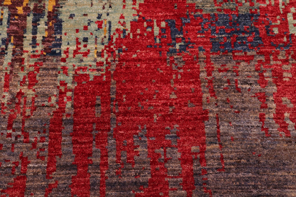 handmade Modern Modern Rust Red Hand Knotted RECTANGLE WOOL&SILK area rug 6' x 9'