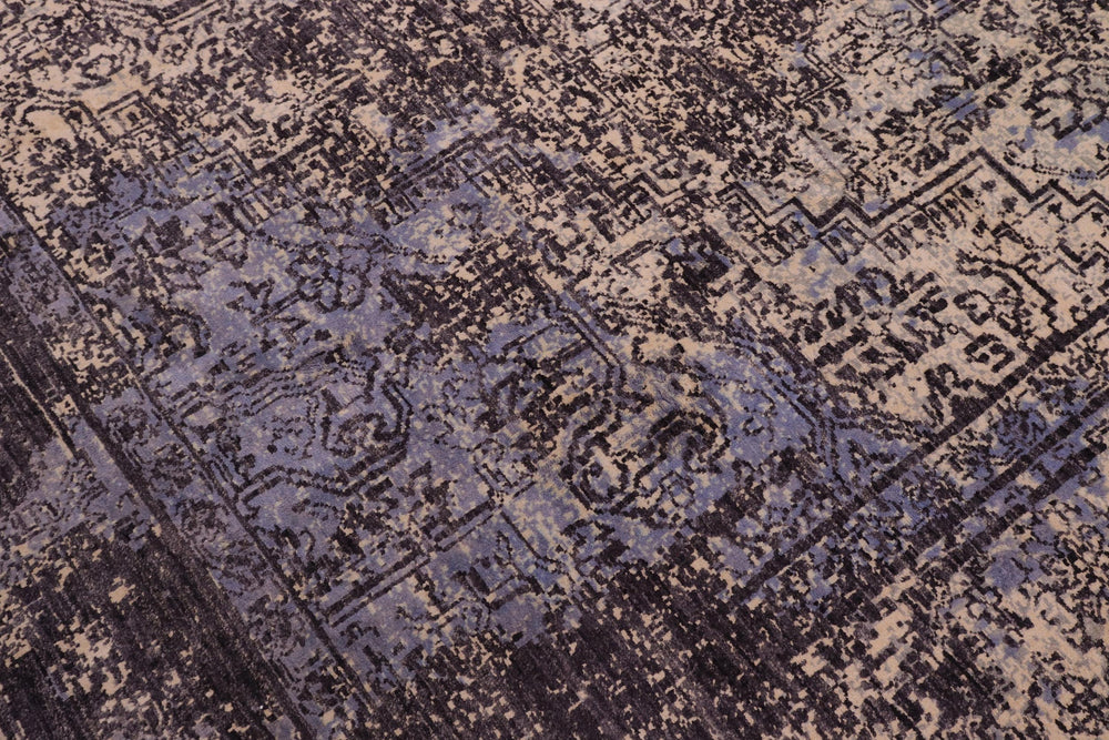 handmade Modern Modern Beige Charcoal Hand Knotted RECTANGLE WOOL&SILK area rug 9' x 12'