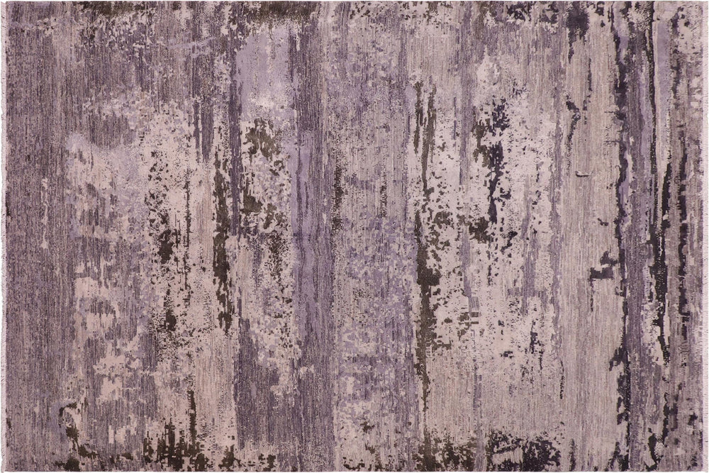 handmade Modern Modern Gray Charcoal Hand Knotted RECTANGLE WOOL&SILK area rug 8' x 10'