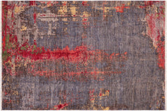 handmade Modern Modern Blue Pink Hand Knotted RECTANGLE WOOL&SILK area rug 9' x 12'