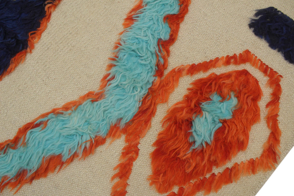 handmade Geometric Moroccan Hi Beige Rust Hand Knotted RECTANGLE 100% WOOL area rug 4' x 6'