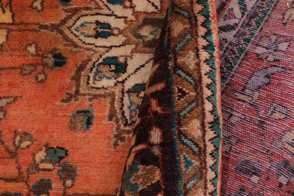 handmade Traditional Tabriz Orange Brown Hand Knotted RUNNER 100% WOOL area rug 4 x 10