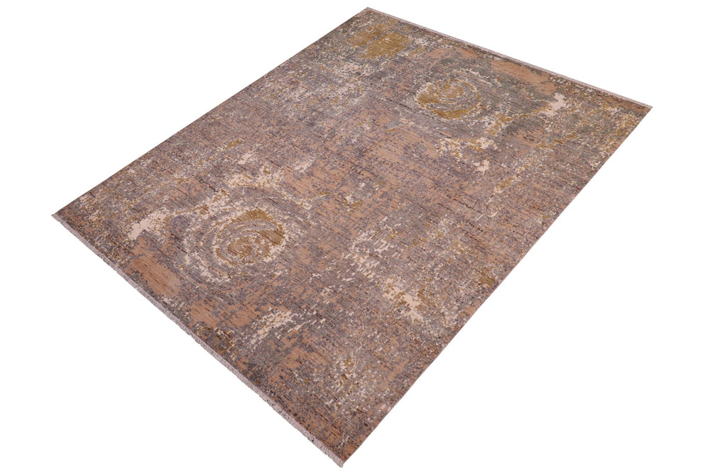 handmade Modern Modern Gray Brown Hand Knotted RECTANGLE WOOL&SILK area rug 8' x 10'