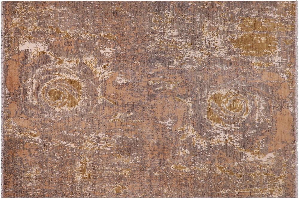 handmade Modern Modern Gray Brown Hand Knotted RECTANGLE WOOL&SILK area rug 8' x 10'