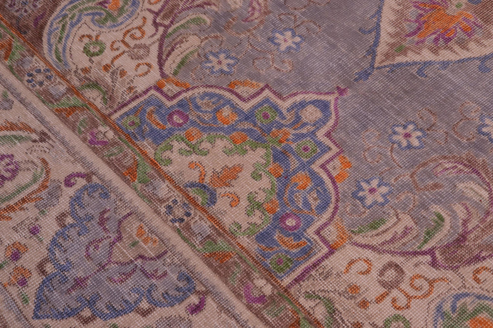 handmade Vintage Tabriz Gray Tan Hand Knotted RECTANGLE 100% WOOL area rug 10' x 12'