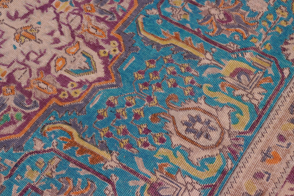 handmade Vintage Tabriz Blue Purple Hand Knotted RECTANGLE 100% WOOL area rug 8' x 11'