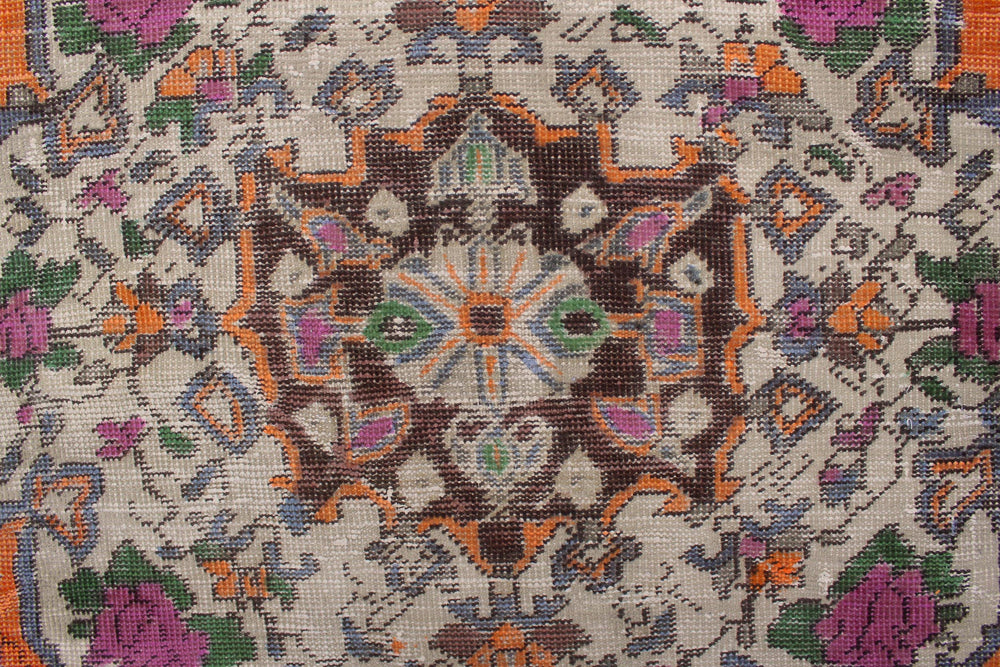 handmade Vintage Tabriz Orange Blue Hand Knotted RUNNER 100% WOOL area rug 5' x 10'