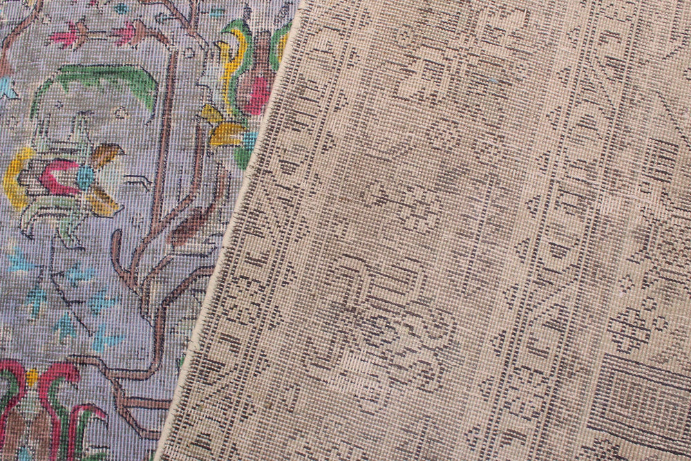 handmade Vintage Tabriz Gray Blue Hand Knotted RECTANGLE 100% WOOL area rug 6' x 10'