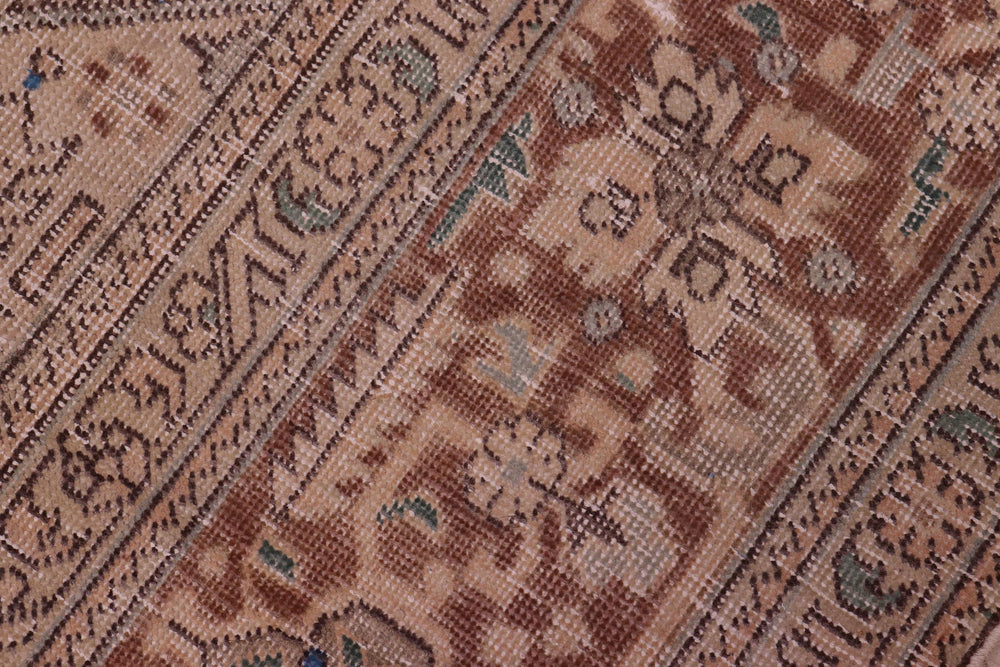 handmade Vintage Tabriz Blue Brown Hand Knotted RECTANGLE 100% WOOL area rug 8' x 11'