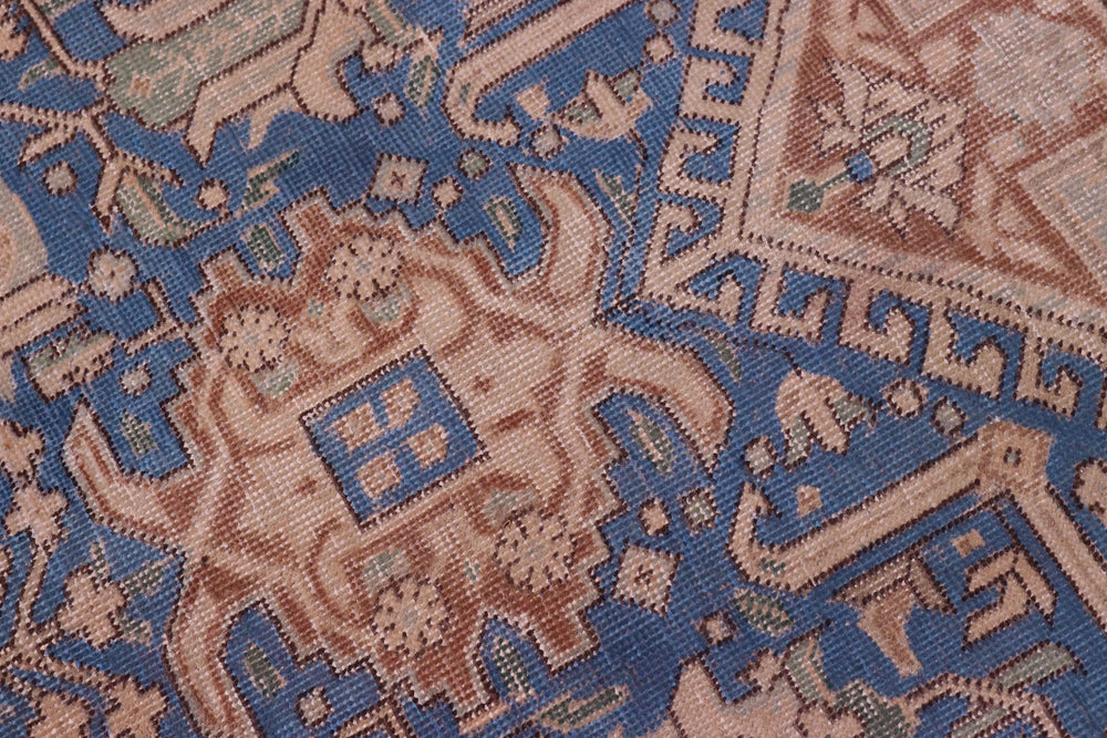 handmade Vintage Tabriz Blue Brown Hand Knotted RECTANGLE 100% WOOL area rug 8' x 11'