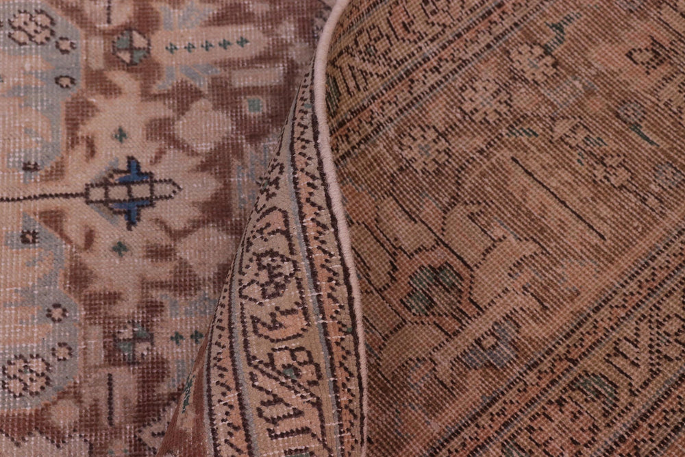 handmade Vintage Tabriz Blue Brown Hand Knotted RECTANGLE 100% WOOL area rug 8' x 11'