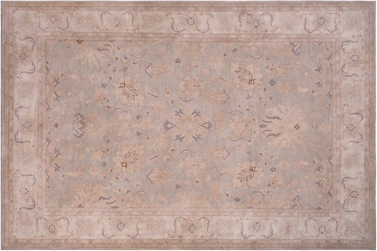 handmade Transitional Kafkaz Gray Tan Hand Knotted RECTANGLE 100% WOOL area rug 12' x 18'