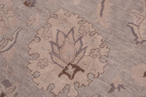 handmade Transitional Kafkaz Gray Tan Hand Knotted RECTANGLE 100% WOOL area rug 12' x 18'