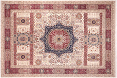 handmade Geometric Mamluk Beige Burgundy Hand Knotted RECTANGLE 100% WOOL area rug 10 x 14