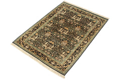 handmade Transitional Snakehead Black Green Hand Knotted RECTANGLE 100% WOOL area rug 4x6