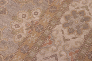 handmade Transitional Kafkaz Gray Beige Hand Knotted RECTANGLE 100% WOOL area rug 10' x 14'