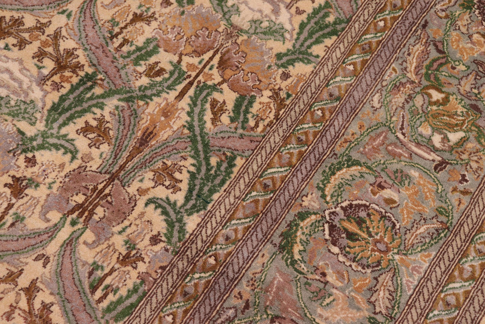 handmade Transitional Hamjolie Gold Lt. Green Hand Knotted RECTANGLE 100% WOOL area rug 9x12