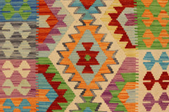 handmade Geometric Kilim Blue Rust Hand-Woven RECTANGLE 100% WOOL area rug 3' x 5'