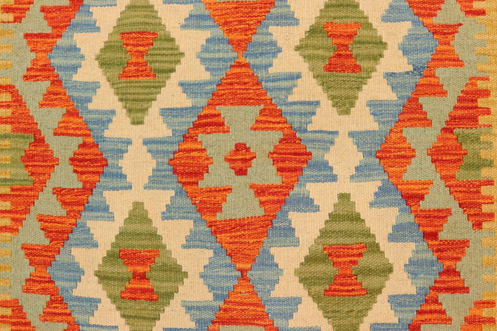 handmade Geometric Kilim Rust Blue Hand-Woven RUNNER 100% WOOL area rug 3 x 10