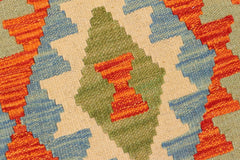 handmade Geometric Kilim Rust Blue Hand-Woven RUNNER 100% WOOL area rug 3 x 10