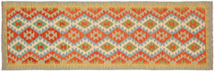 handmade Geometric Kilim Rust Blue Hand-Woven RUNNER 100% WOOL area rug 3 x 10