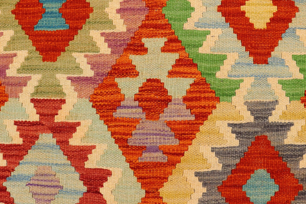 handmade Geometric Kilim Rust Blue Hand-Woven RECTANGLE 100% WOOL area rug 5x6