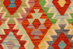 handmade Geometric Kilim Rust Blue Hand-Woven RECTANGLE 100% WOOL area rug 5x6
